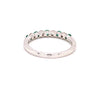 classic emerald and diamond straight line shared prong band in 14k white gold