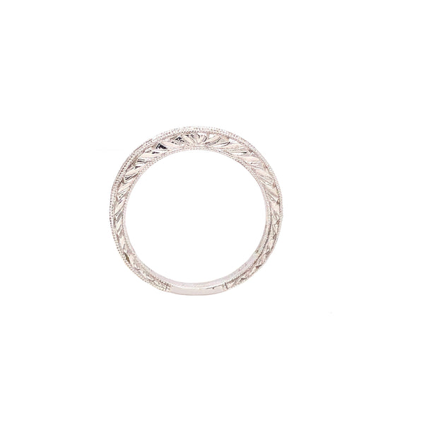 vintage look wedding band round brilliant cut diamonds 14k white gold
