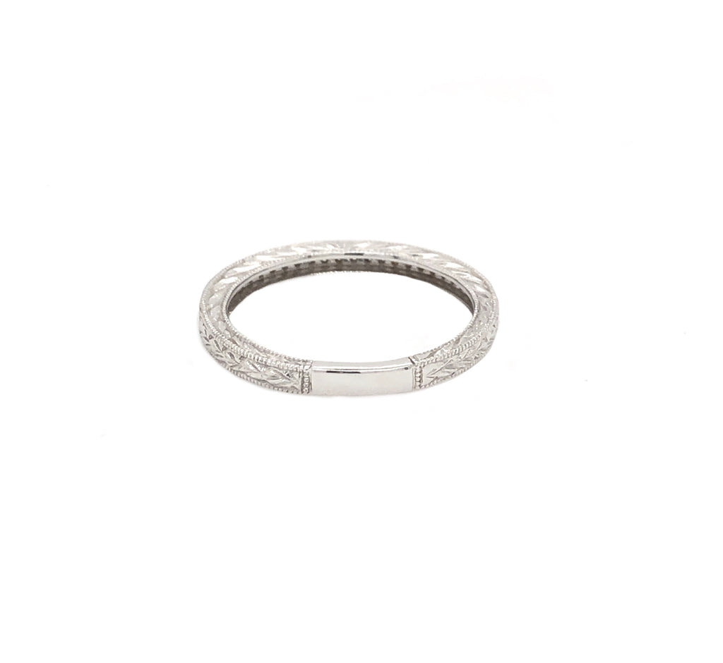 vintage look wedding band round brilliant cut diamonds 14k white gold