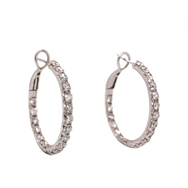 diamond hoop earrings 2.62ctw 18k white gold