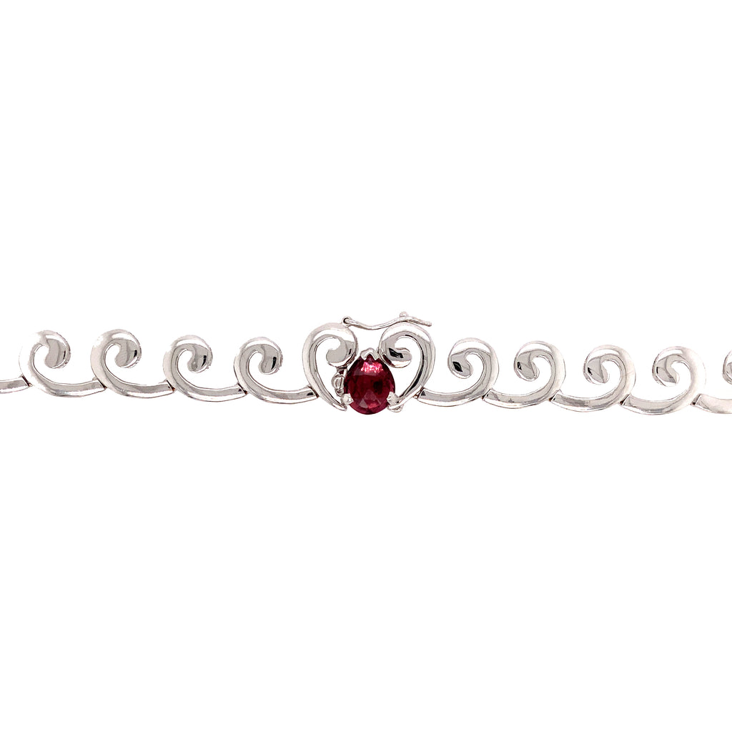 contessa statement necklace, diamonds, padparashas, pink tourmaline in 18 kt white gold