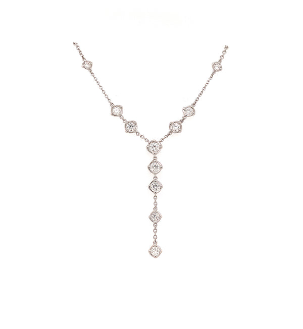 a link collection metropolitan forevermark 11 diamond lariat necklace in 18 kt white gold 1.02cts t.w.