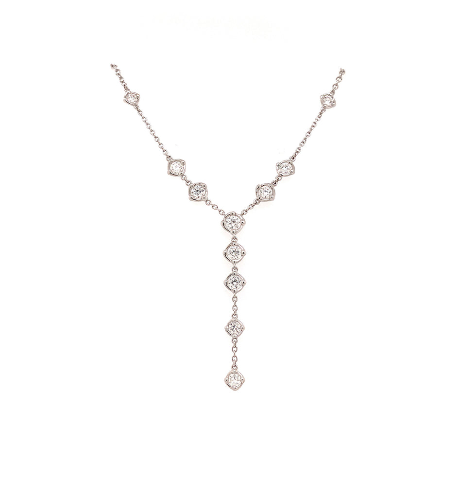 a link collection metropolitan forevermark 11 diamond lariat necklace in 18 kt white gold 1.02cts t.w.