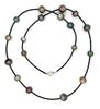  cultured tahitian black pearl and black spinal faceted beads 28 inch necklace.