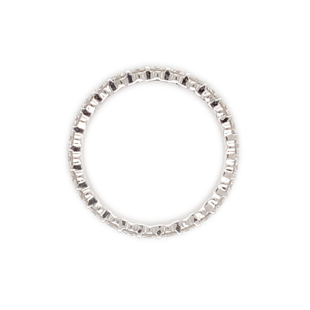 Memoire Petite Prong Eternity Band Round Brilliant Diamonds 1.03 tw Set 18K White Gold - Image 2 of 3