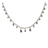 black diamond briolette bead necklace wire wrapped chain 14k white gold