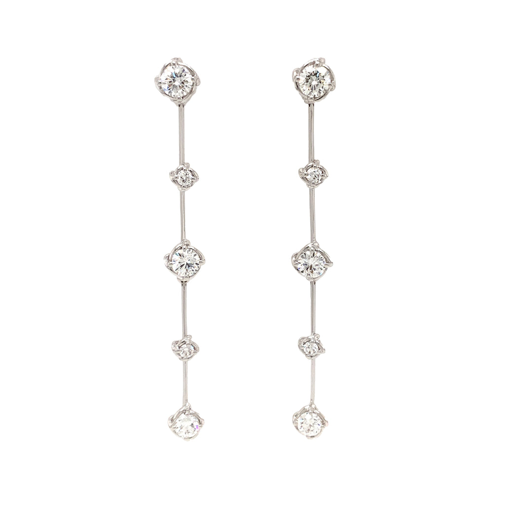 a link 5 stone drop diamond earrings 1.26ctw 18 karat white gold