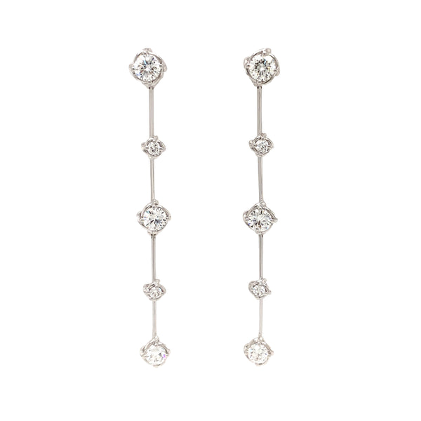 a link 5 stone drop diamond earrings 1.26ctw 18 karat white gold