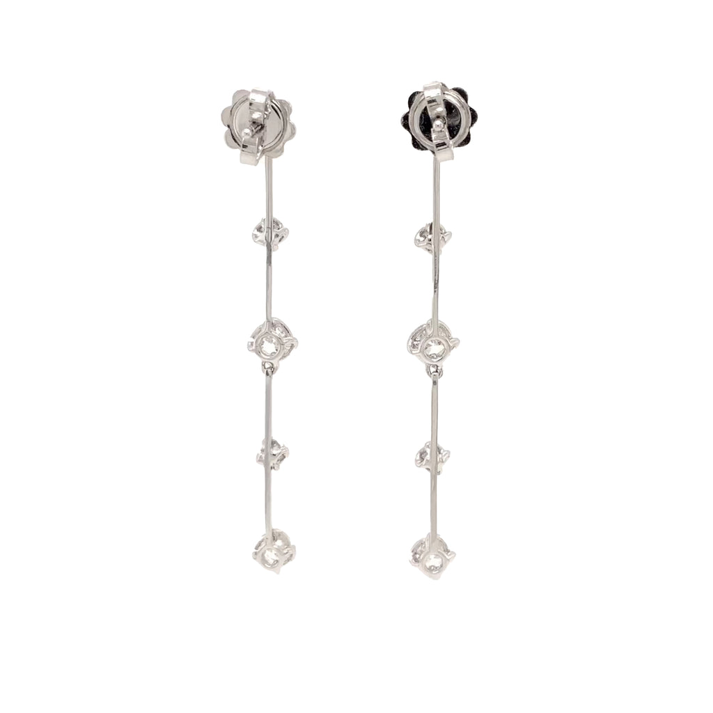 a link 5 stone drop diamond earrings 1.26ctw 18 karat white gold