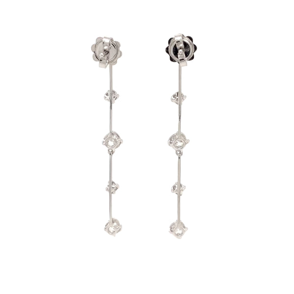 a link 5 stone drop diamond earrings 1.26ctw 18 karat white gold