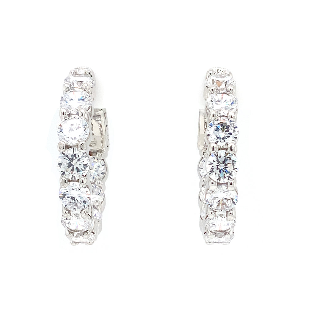 sterling silver 3.5mm cz hoop earrings