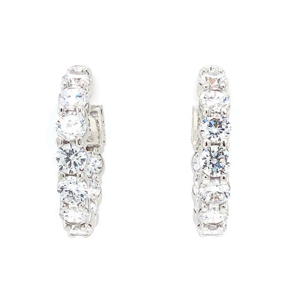 sterling silver 3.5mm cz hoop earrings