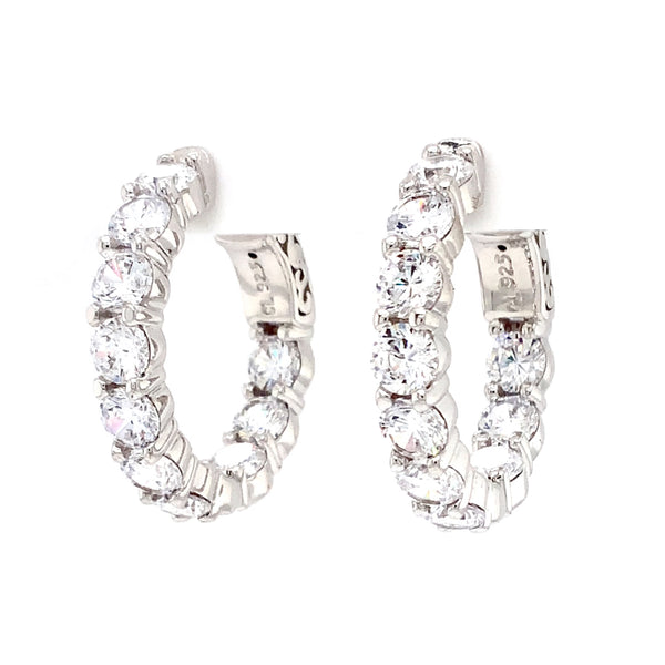 sterling silver 3.5mm cz hoop earrings