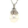 oval south sea cultured pearl and diamond pendant 0.12 cts t.w. 14 kt white gold pendant and chain