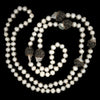 white cultured freshwater pearl necklace with black diamonds paved bead sterling silver