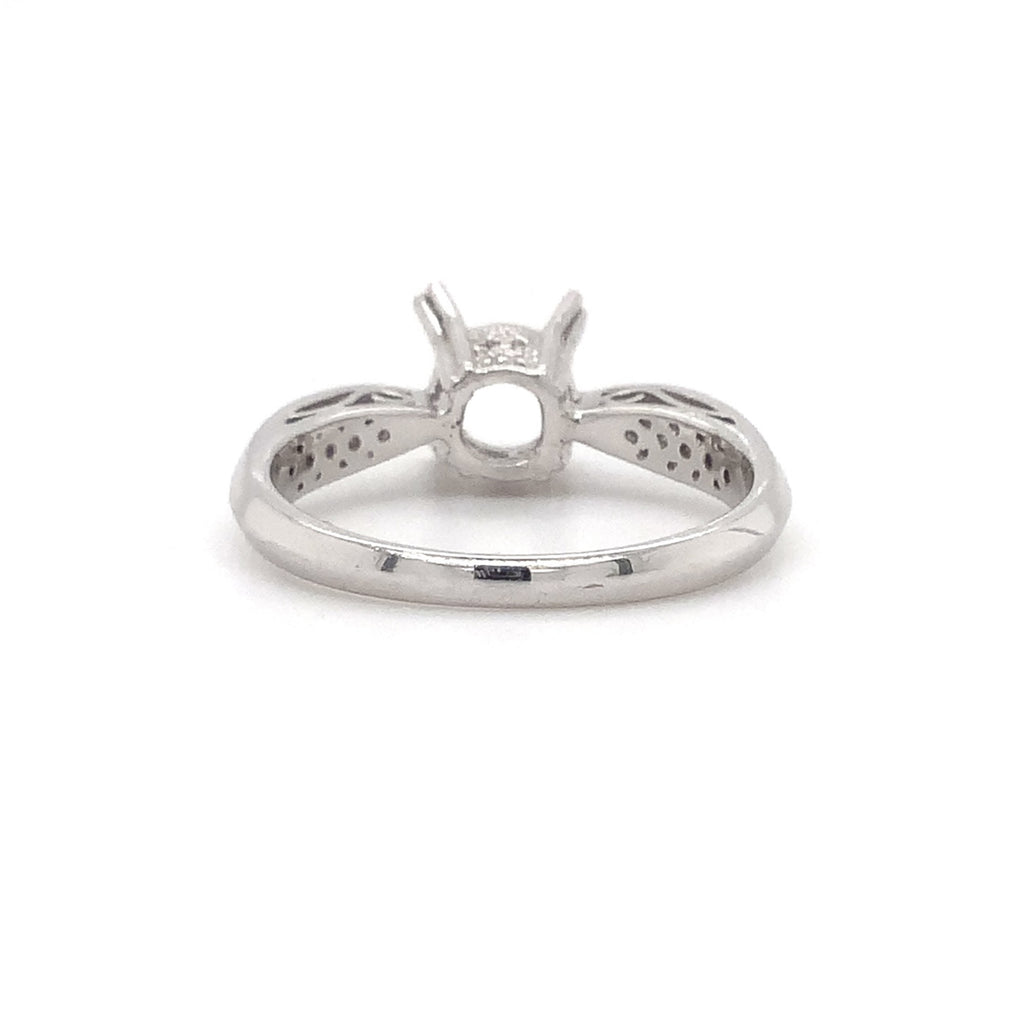platinum semi mounting 8 round brilliant diamonds equals to .12ctw holds up to 6.5mm to 7mm stone