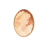 vintage classic italian oval shell greek goddess cameo pin- pendant in 14 kt yellow gold