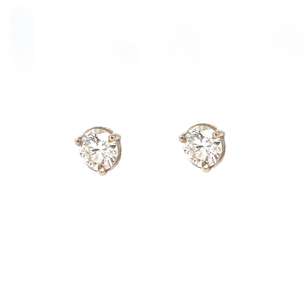 diamond studs post earring 0.55 cts 3 prong martini setting 14k white gold