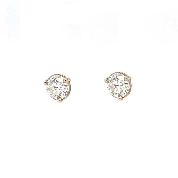 diamond studs post earring 0.55 cts 3 prong martini setting 14k white gold