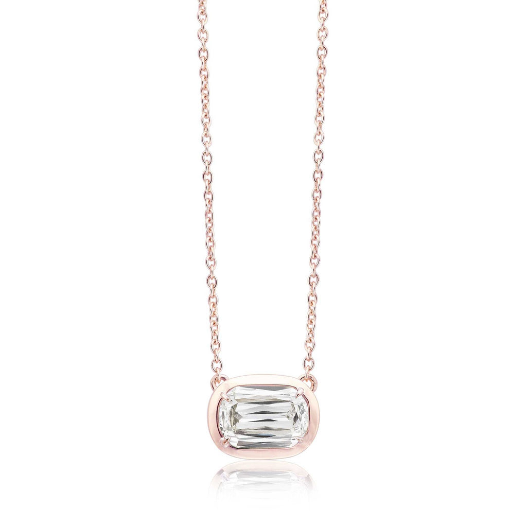 christopher designs l'amour crisscut®  diamond solitaire necklace 14k rose gold