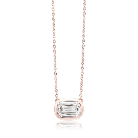 christopher designs l'amour crisscut®  diamond solitaire necklace 14k rose gold