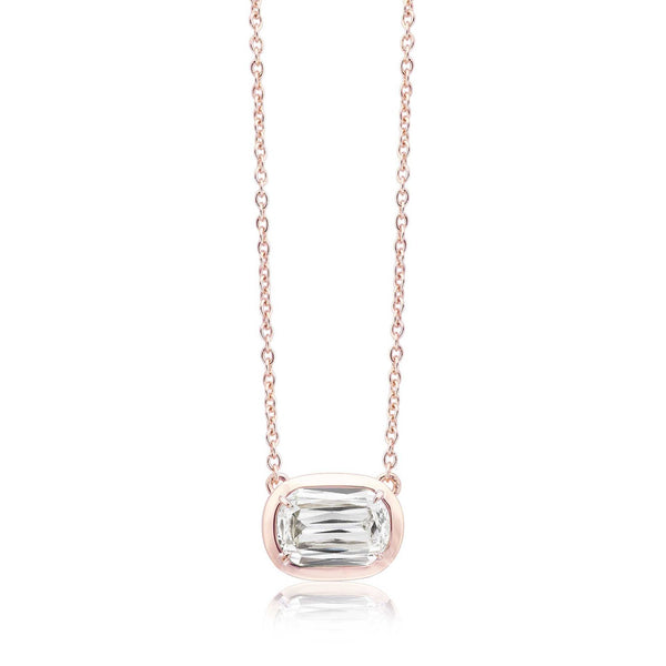 christopher designs l'amour crisscut®  diamond solitaire necklace 14k rose gold
