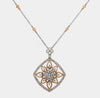 statement diamond necklace brilliant cut round diamonds 2.27 ctw 18k rose and white gold.