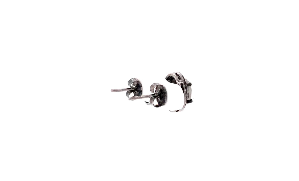 labradorite and diamond halo design earring in oxidized sterling silver.