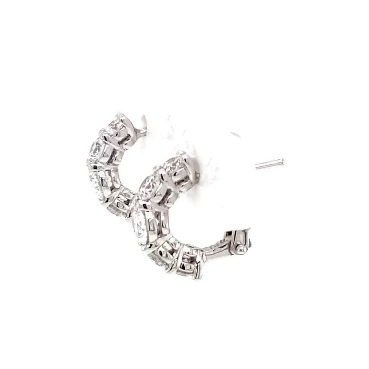 A Link Diamond 10 Stone Petite Huggie Hoop Earring 18 Karat White Gold 1.00 cts t.w. - Image 3 of 5