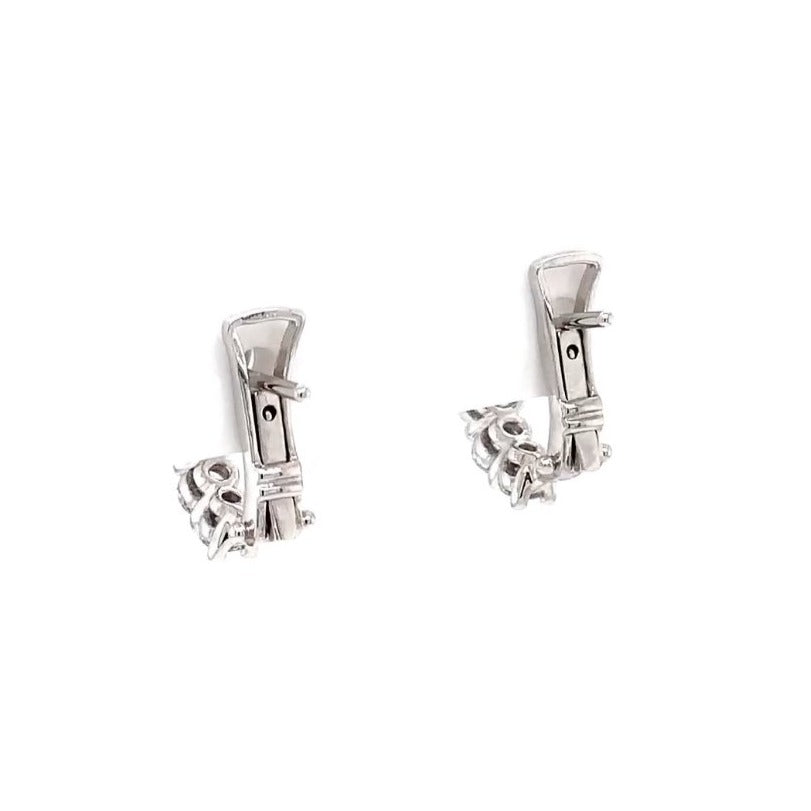 A Link Diamond 10 Stone Petite Huggie Hoop Earring 18 Karat White Gold 1.00 cts t.w. - Image 4 of 5