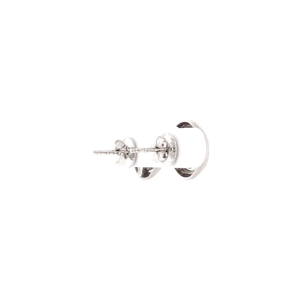 round brilliant pavée diamond matte finish post earring 14k white gold 12 mm