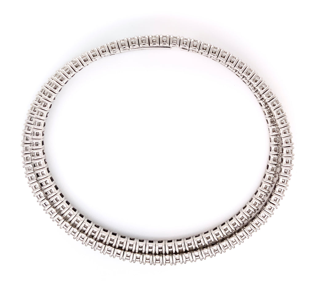 flexi double row diamond tennis bracelet 6.50 carats t.w.14k white gold