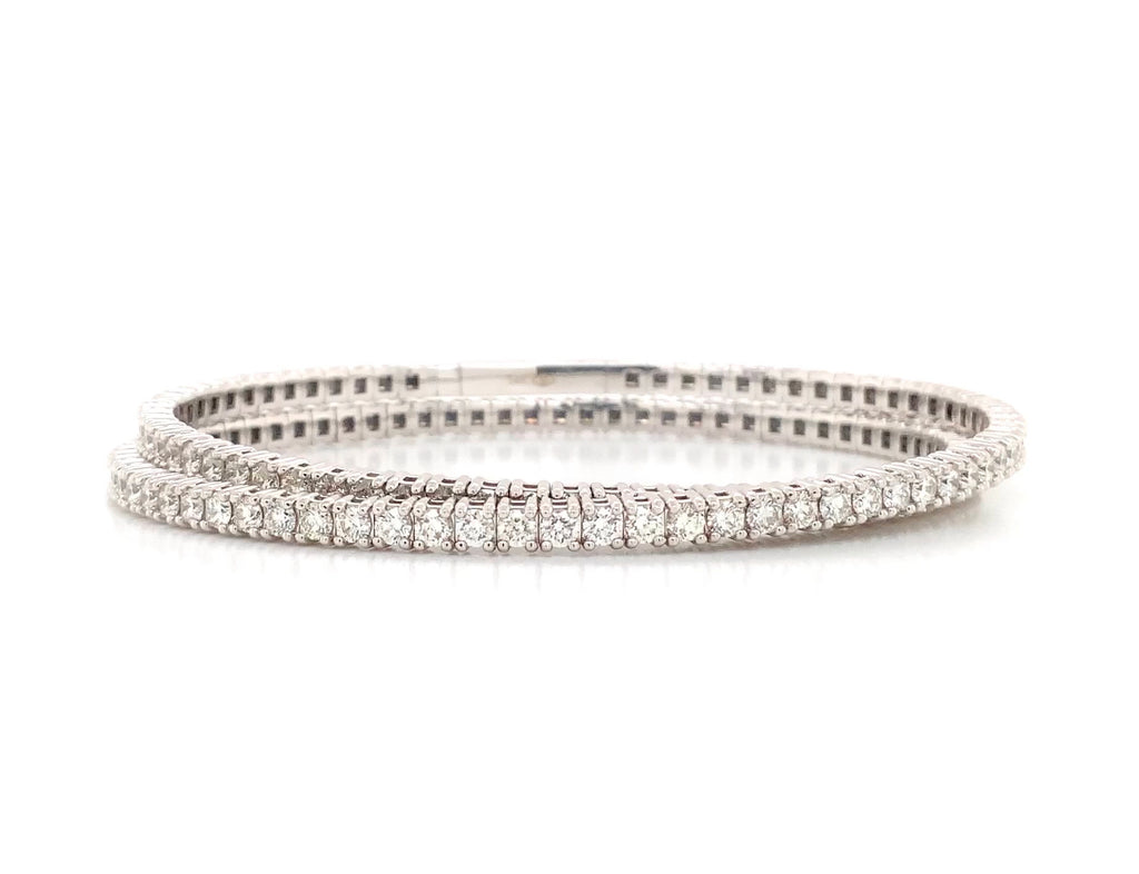 flexi double row diamond tennis bracelet 6.50 carats t.w.14k white gold