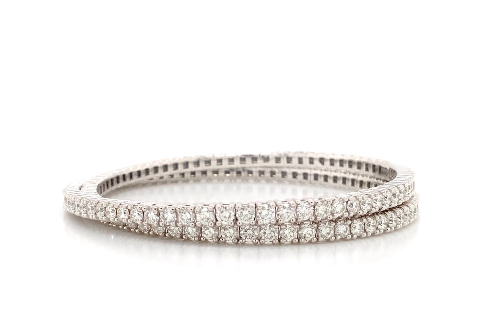 flexi double row diamond tennis bracelet 6.50 carats t.w.14k white gold