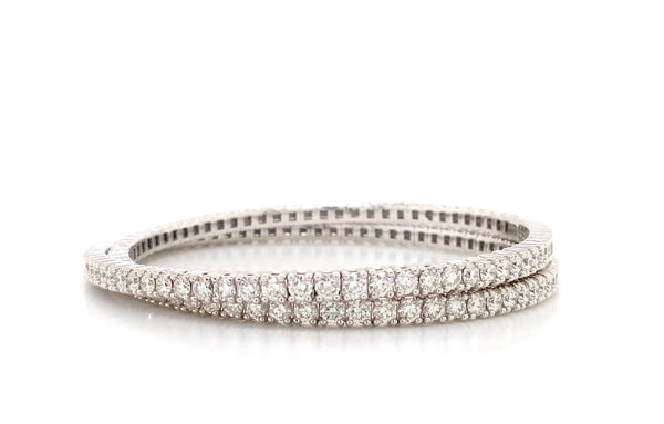 flexi double row diamond tennis bracelet 6.50 carats t.w.14k white gold