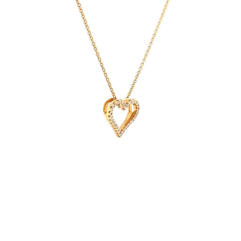 shared prong diamond heart shaped pendent 30 diamond  0.11 ctw 18k white gold