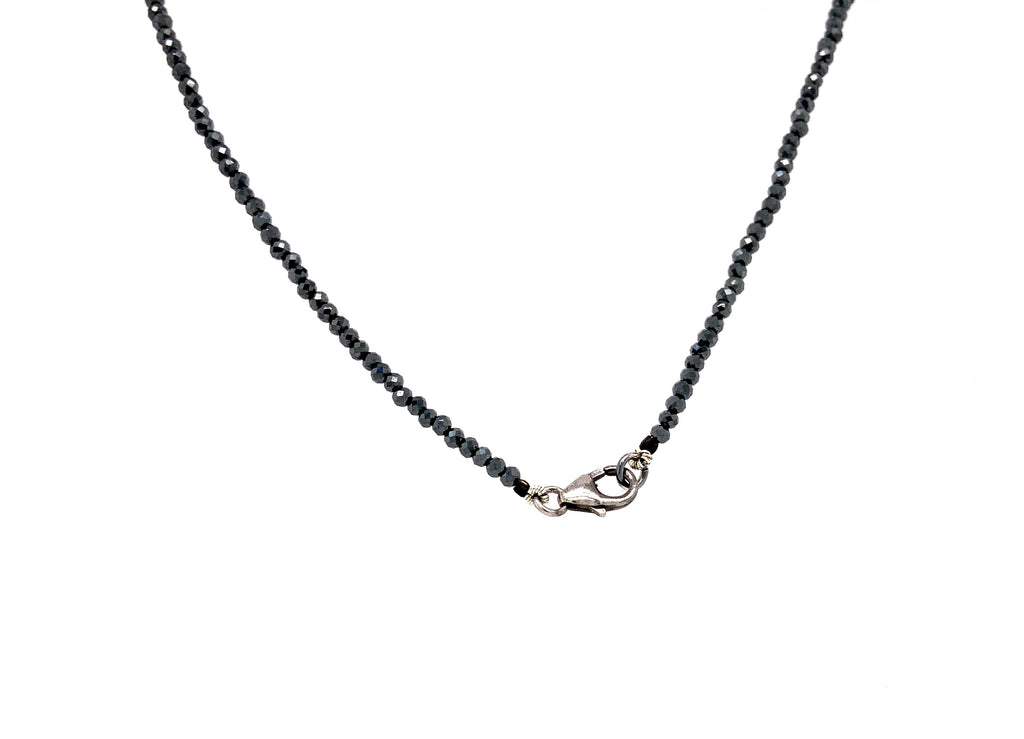 cultured tahitian black pearl and black spinel beads 34 inch necklace.