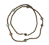 culturedtahitian black pearl and faceted pyrite bead 26 inch necklace sterling silver clasp.