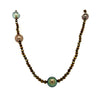 culturedtahitian black pearl and faceted pyrite bead 26 inch necklace sterling silver clasp.