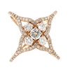 rose gold star diamond band statement  "x"  ring in 18 kt gold