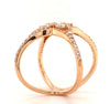 rose gold star diamond band statement  "x"  ring in 18 kt gold
