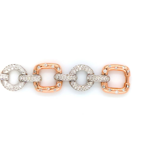 diamond pavée  link bracelet in 14 kt rose and white gold.