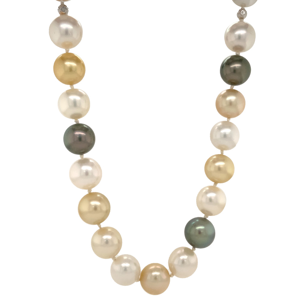 multi color natural south sea pearl lariat necklace 22 inches long.