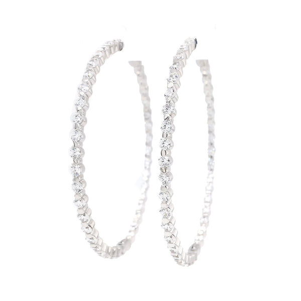 sterling silver 2mm cz hoop earrings