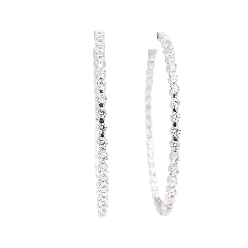 sterling silver 2mm cz hoop earrings