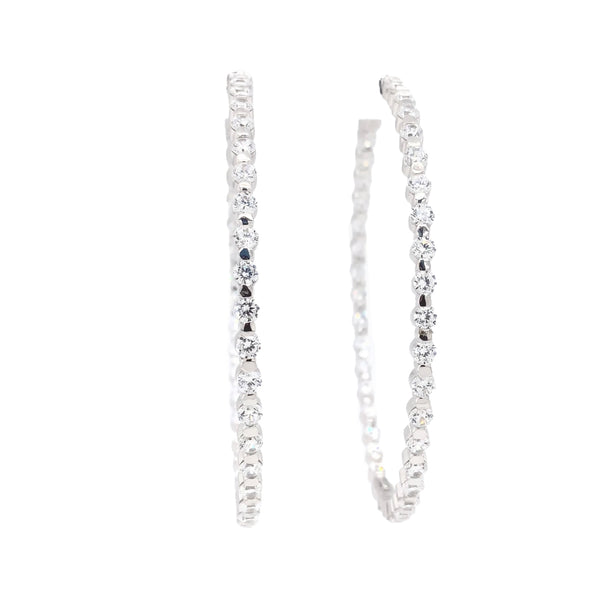 sterling silver 2mm cz hoop earrings