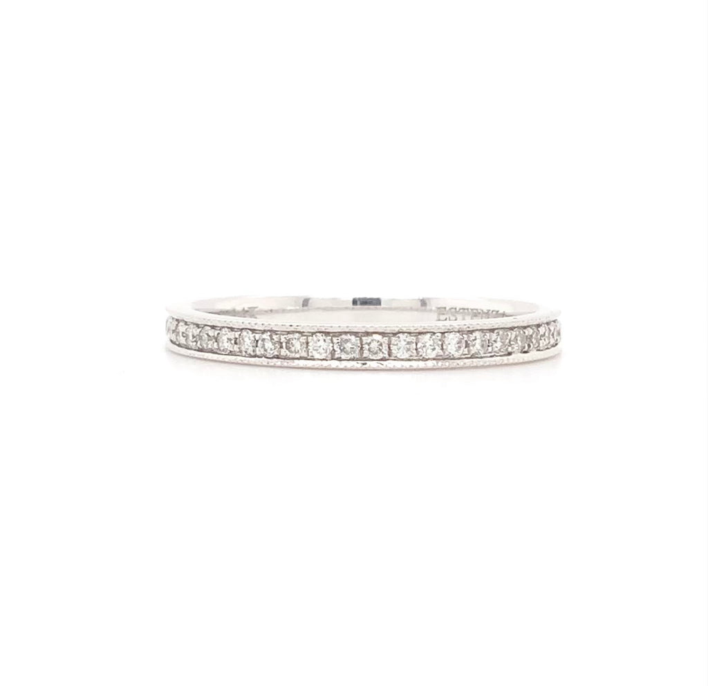 filigree milgrain beaded stackable diamond band 14k white gold 0.25