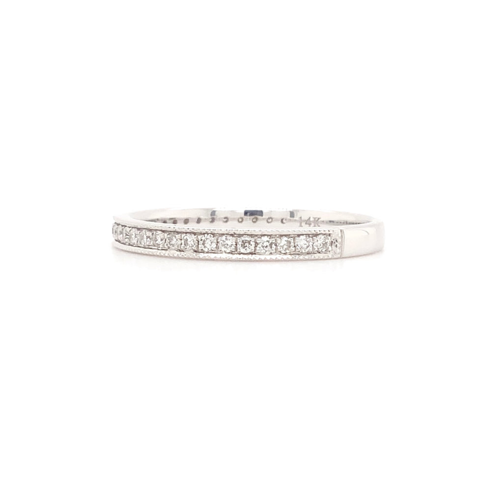 filigree milgrain beaded stackable diamond band 14k white gold 0.25