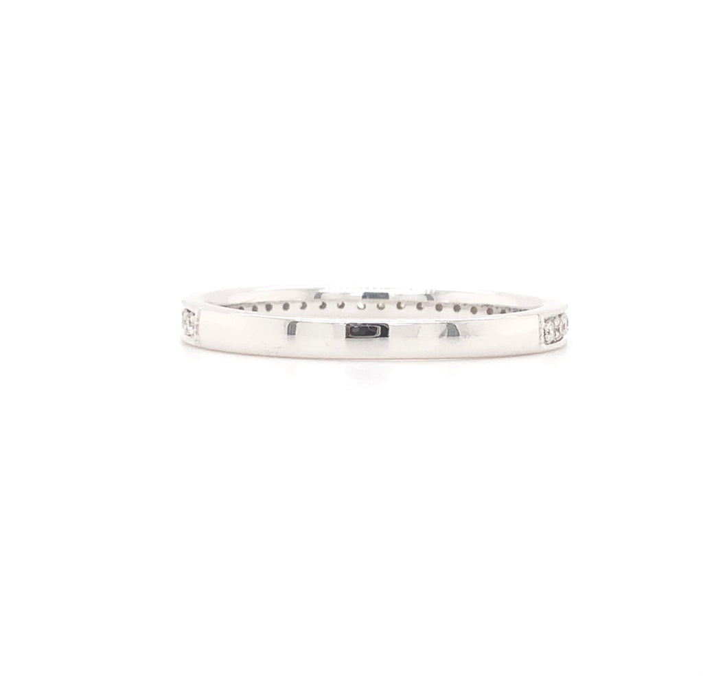 filigree milgrain beaded stackable diamond band 14k white gold 0.25