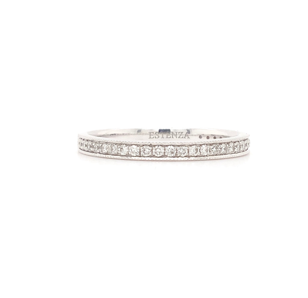 filigree milgrain beaded stackable diamond band 14k white gold 0.25
